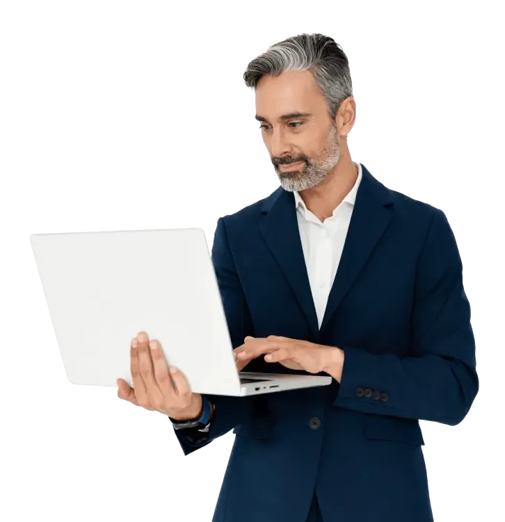 Employer of doctor or locum tenens with laptop