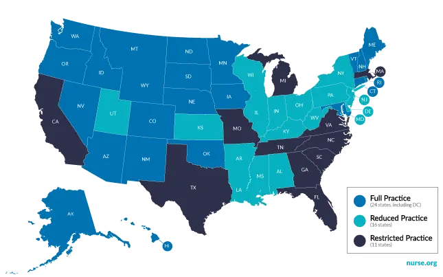 Nurse Practitioner, Map, Practice