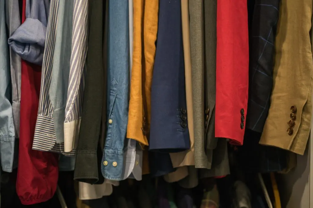 Clothing hung on a rack