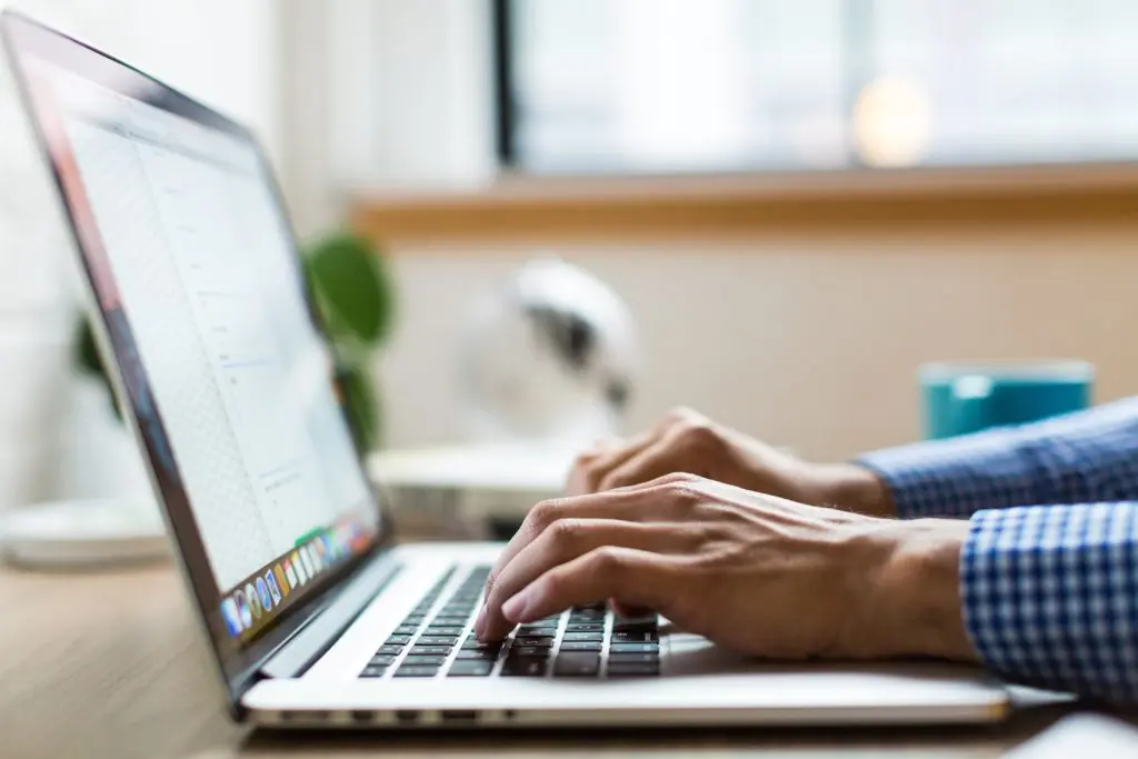 Professional hands on laptop